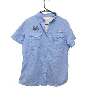 Blue Casual Button Down Shirt Lightweight Cotton